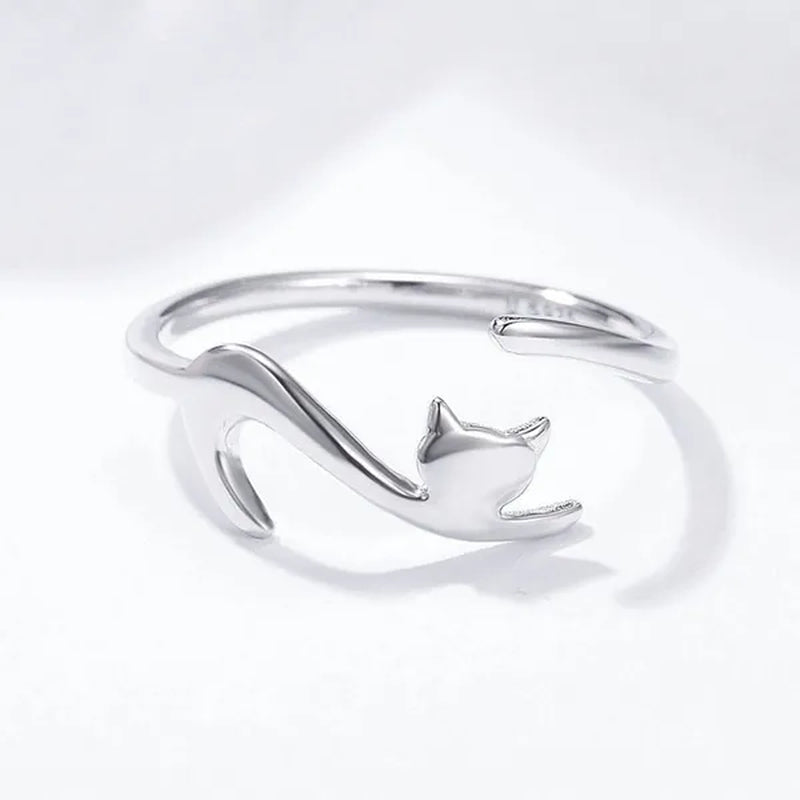 Fashionable Women'S Simple 925 Silver Plated Cat Adjustable Ring Anniversary Gift Jewelry Size 6-10 Arrow