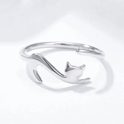 Fashionable Women'S Simple 925 Silver Plated Cat Adjustable Ring Anniversary Gift Jewelry Size 6-10 Arrow