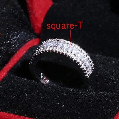 For Beauties! 1PC  Pave Setting Square Heart Oval T-Shape Simulated Diamond CZ Eternity Band Engagement Wedding Stone Rings