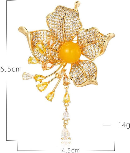 Tassels Collar Pins Flash Diamond Tassel Brooch Corsage Women'S anti Lost Brooch Accessories Silver