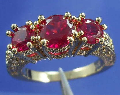 Pretty 2.58ct Ruby Diamonique Wedding Engagement 14k Yellow Gold Filled Ring Size 6,7,8,9,10