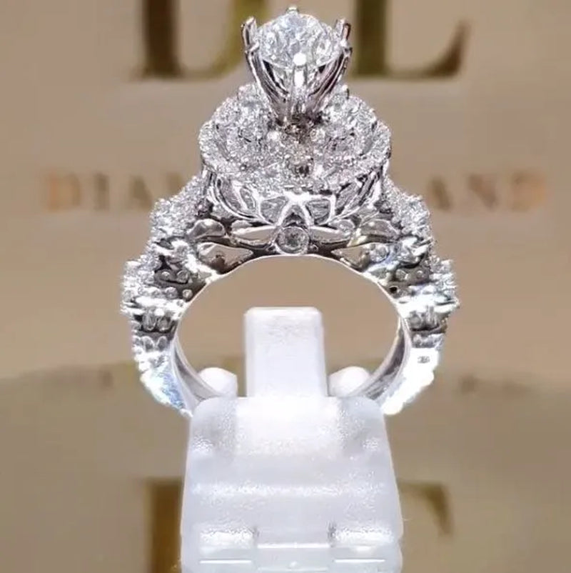 Classic Luxury Temperament Woman Fashion Jewelry Exquisite  Birth Stone Romantic Bride Wedding Jewelry Noble Princess Proposal Engagement Ring Size US4-11 Christmas Gift
