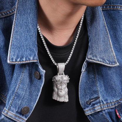 Iced Out 5A Zircon Jesus Pendant Necklace for Men and Women, 14K Gold Plated Simulated Diamond Bling Cross Hip Hop Necklace