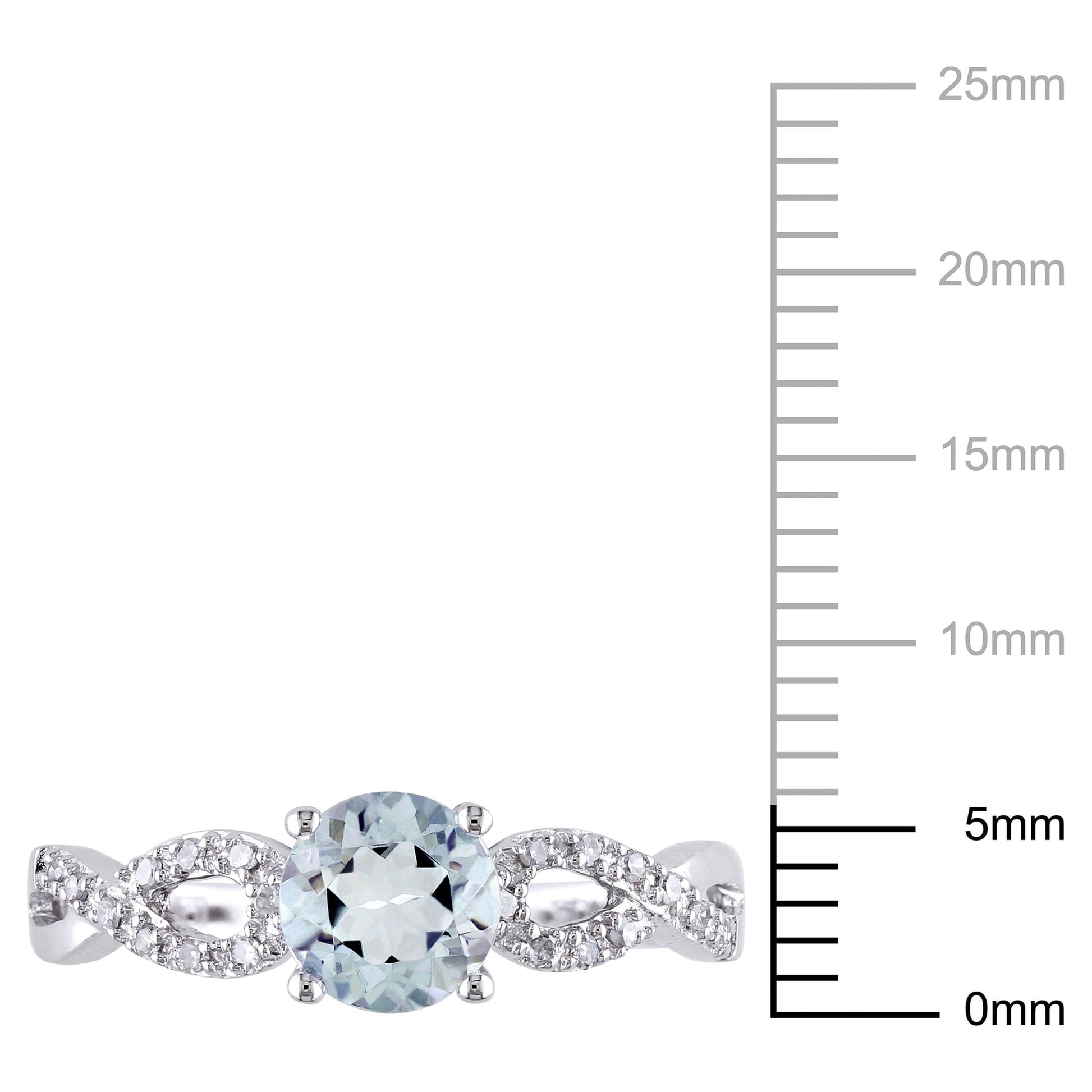 Women'S 1 CT Aquamarine and 1/10 CT T.W. Diamond 10Kt White Gold Infinity Engagement Ring