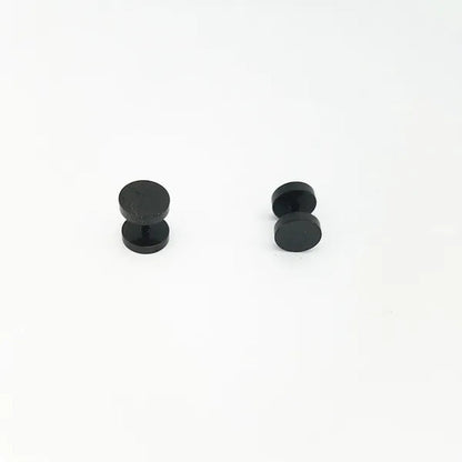 Punk Style Medical Titanium Black Silver round Barbell Stud Earrings Women Men'S Gothic Jewelry Rock Piercing Earring 1 Pair