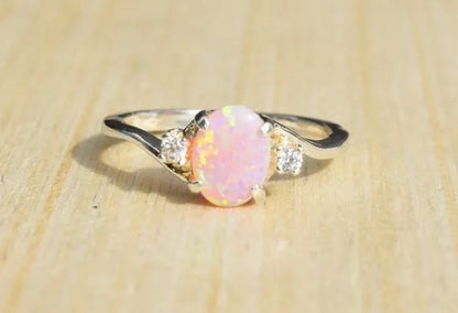 Exquisite Women's Ring Oval Cut Fire Opal Diamond Jewelry Birthday Proposal Gift Bridal Engagement Party Band Rings Size 5 - 11