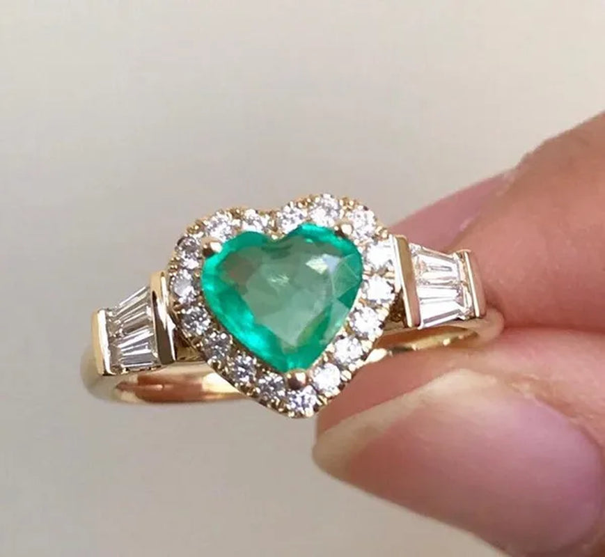 4 colors elegant and noble fashion heart-shaped zirconia ring sea blue heart-shaped inlaid ladder zirconia ring engagement wedding anniversary banquet birthday Christmas gift romantic bride wedding eternal jewelry ring (size 5-12)