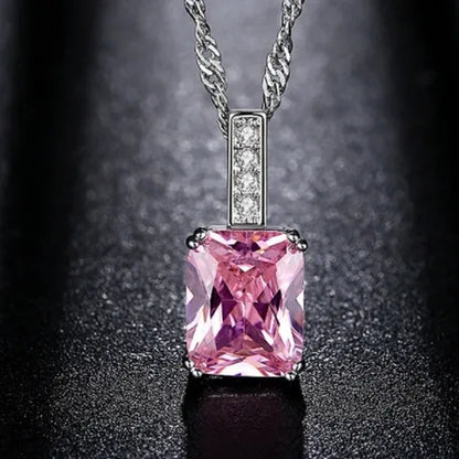 woman fashion Jewellery Simplicity Elegant Sapphire/Amethyst/Pink Necklace  Silver Banquet engagement  Jewellery Necklace