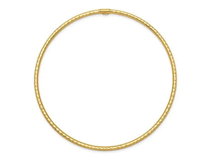 Diamond Cut 2mm Slip On Bangle in 14K Yellow Gold