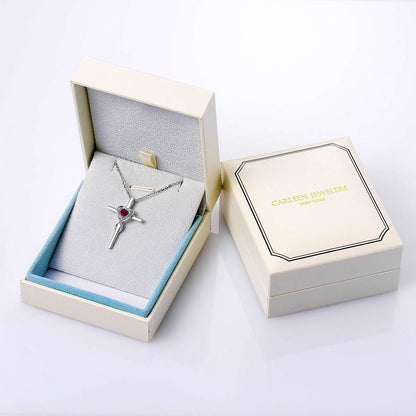 Birthstone Cross Necklace for Women Birthstone Necklace Heart Infinity Cross Pendant Necklace Fine Jewelry Christmas Valentines Day Gifts Birthday Holiday Gifts for Her, 16"+2" Inches