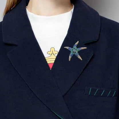 Starfish Brooches Blue Rhinestone Starfish Brooch Fashion Colorful Bridesmaid Wedding for Woman