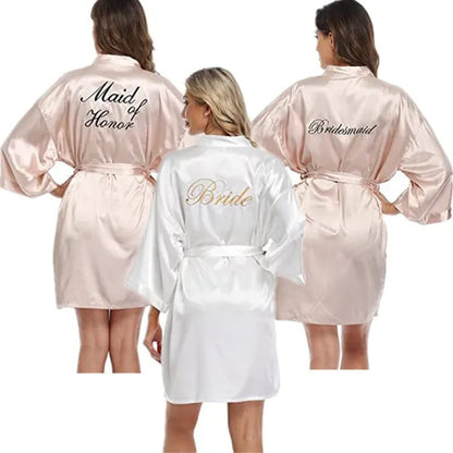 Bridal Party Wedding Robe Gold Letter Bride Robes Bridesmaids Sleepwear Nightwear Wedding Bathrobe