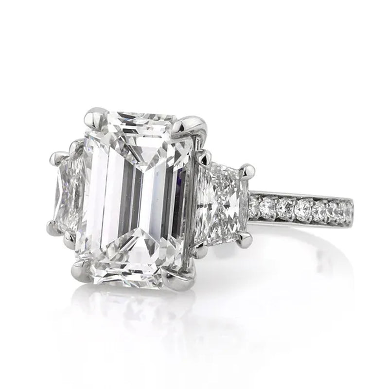 Gorgeous Square Cut White Sapphire Rings for Women Party 925 Sterling Silver 2 Stone Crystal Side Stone Rings Proposal Fine Jewelry