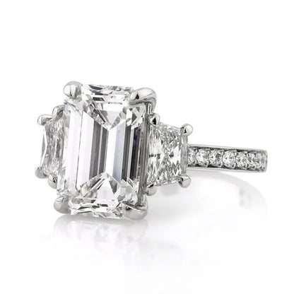 Gorgeous Square Cut White Sapphire Rings for Women Party 925 Sterling Silver 2 Stone Crystal Side Stone Rings Proposal Fine Jewelry