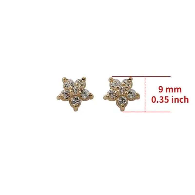 Round Cut Diamond Small Flower Stud Earrings for Women Daily Causal Accessories Girls Birthday Gifts Jewelry
