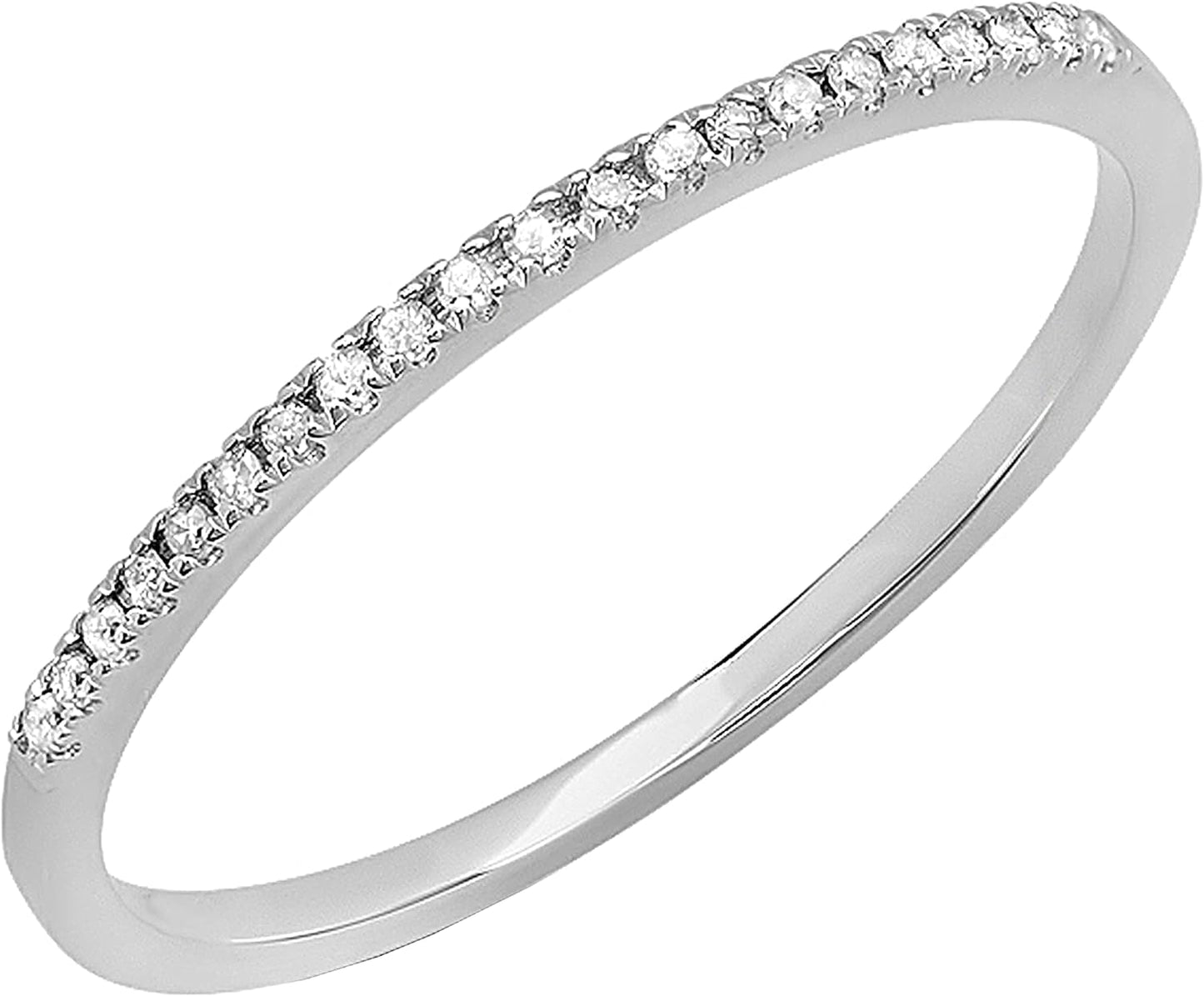 0.08 Cttw round White Diamond Minimalist Stackable Wedding Band for Women in 10K Solid Gold