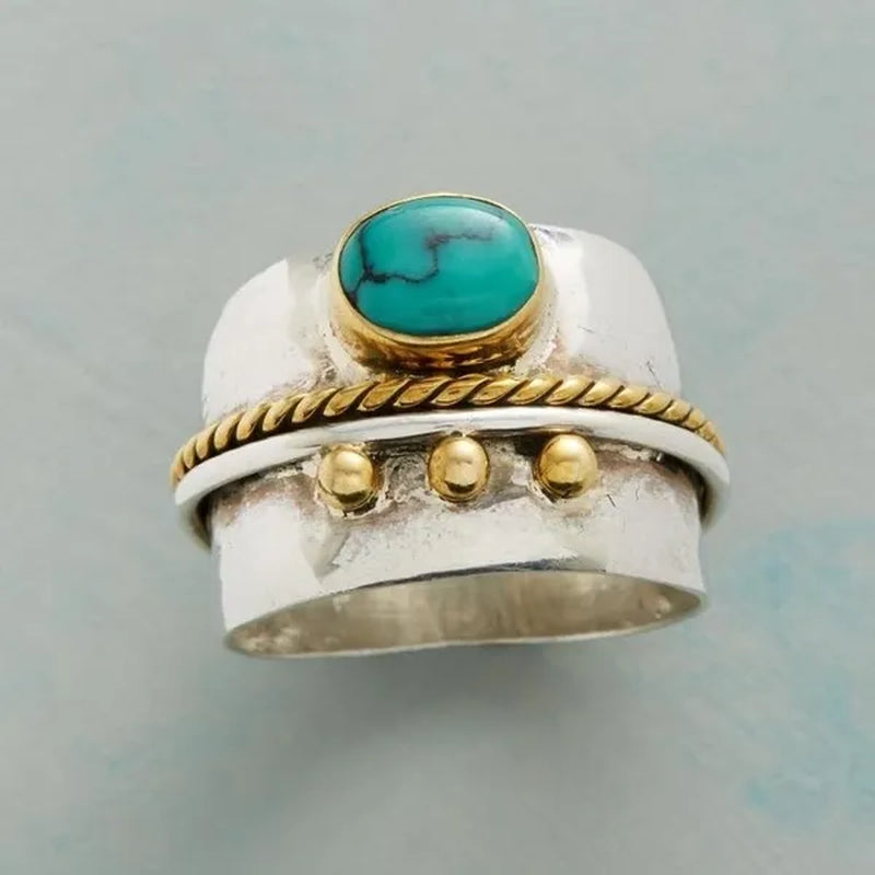 Large 925 Solid Sterling Silver Natural Gemstone Turquoise Diamond Ring Women Wedding Engagement Fine Jewelry Gifts