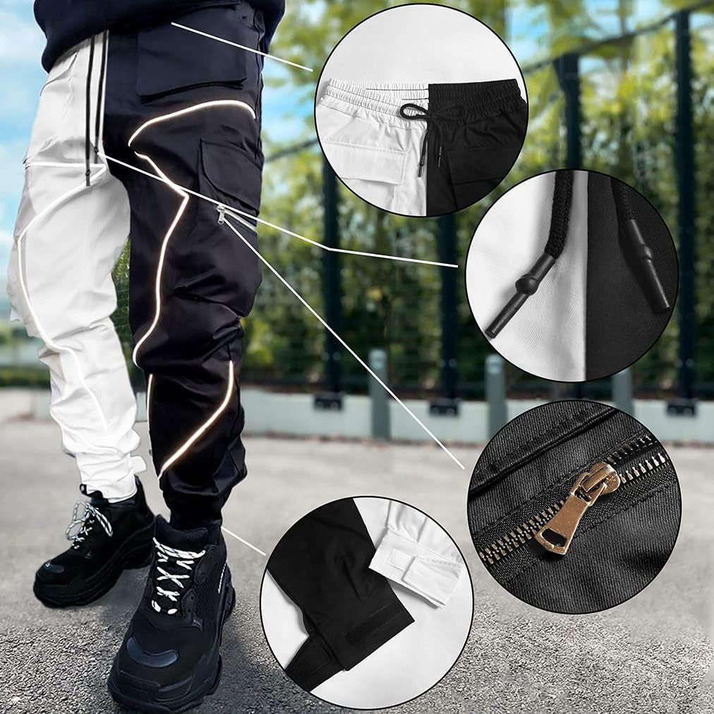 Mens Cargo Pants Hip Hop Techwear Harem Pant Jogger Sweatpants with Pockets Jogging Punk Army Green XL