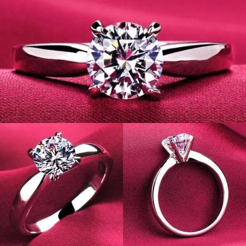14K White Gold Rings for Women 2.0Ct round Cut Zirconia Diamond Solitaire Ring Wedding Band Engagement Bridal