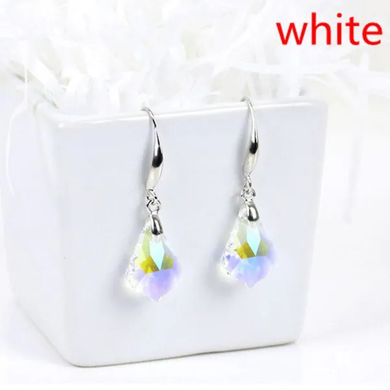 Zircon Earrings Exquisite Fashion Silver Plated Earrings Colorful Stud Earrings Zircon Earrings Romantic Classic Lovers Earrings Engagement Earrings Anniversary Gifts Valentine'S Day Gifts for Women Earrings