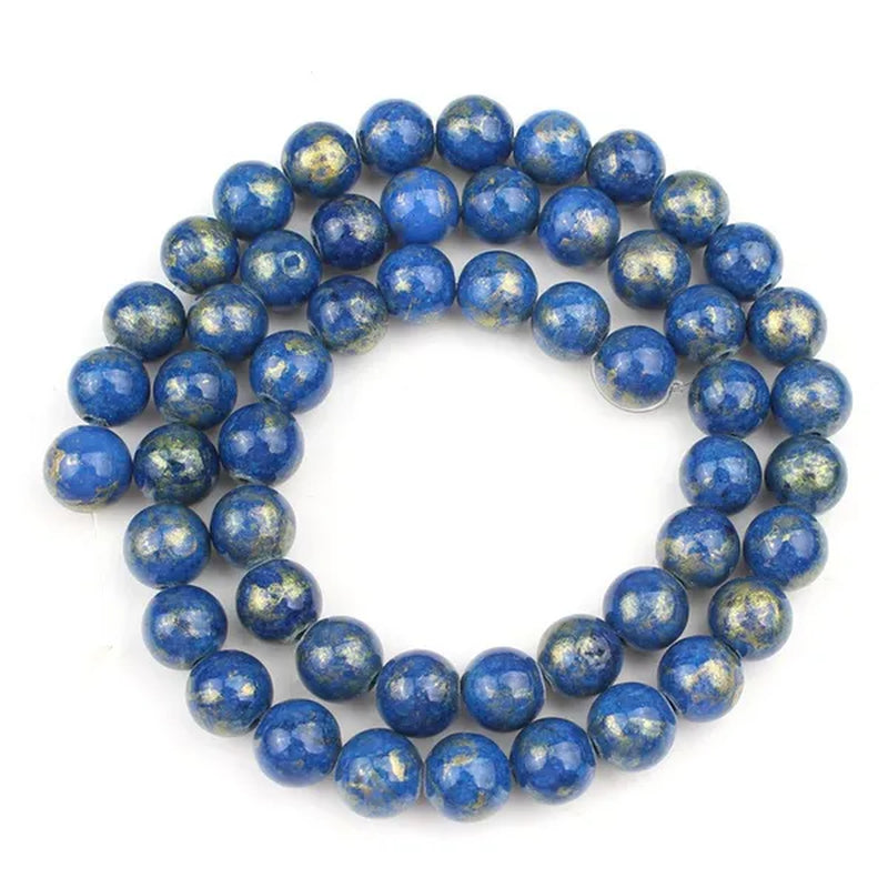 1Pcs Blue Beads Lapis Lazuli Gold Stone Beads for Jewelry Making Diy Handicraft 15'' Strand 4/6/8/10/12Mm