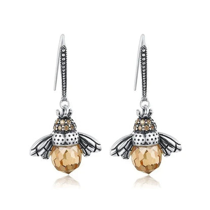 Popular Elegant Bee Design Gemstone Topaz Pendant Necklace/Earring/Ring/Bracelet 925 Silver Jewelry Set Mother'S Day Gifts