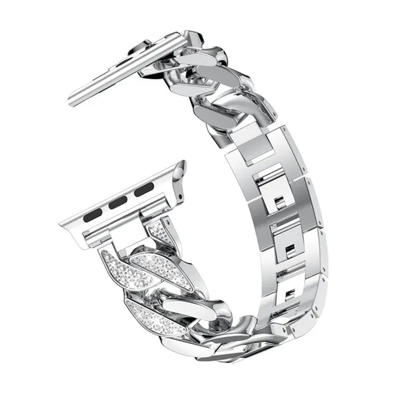 Diamond Stainless Steel Strap for Smart Watch Ultra 2/Ultra 49mm 9 8 SE 7 41mm 45mm 40mm 44mm 38mm 42mm 40mm Girl/Women Ultra-thin Metal Bracelet for Iwatch Serie 6 5 4 3