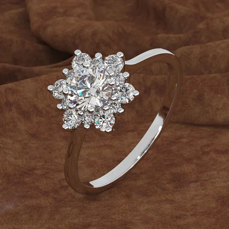 Women's Fashion Engagement . 925 Sterling Silver Natural Gemstone Full Diamond AAA CZ Snowflakes Flower Antique Ring Snowflakes Wedding Jewelry Gifts Size 6 7 8 9 10