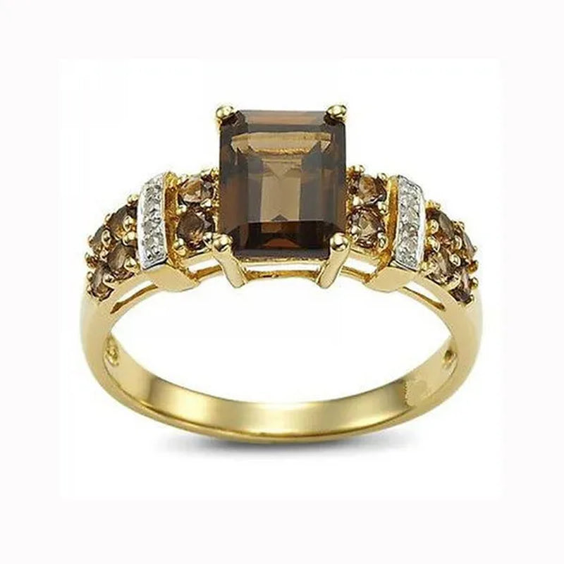 Women'S Men Brown Sapphire 18K Golden Plated Ring Jewelry Size 6-10 (Choice Color and Size )