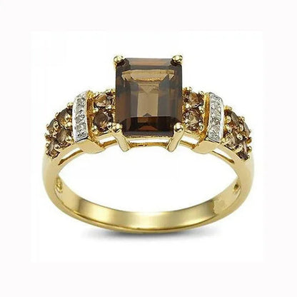 Women'S Men Brown Sapphire 18K Golden Plated Ring Jewelry Size 6-10 (Choice Color and Size )