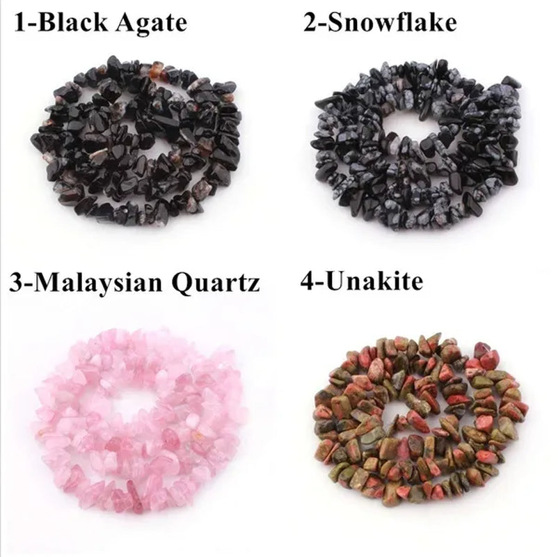 80Kinds 5-8MM natural stone irregular shape free-form chip beads tiger eye amethyst turquoise white crystal red coral Lapis lazuli used for jewelry making DIY bracelet 30"