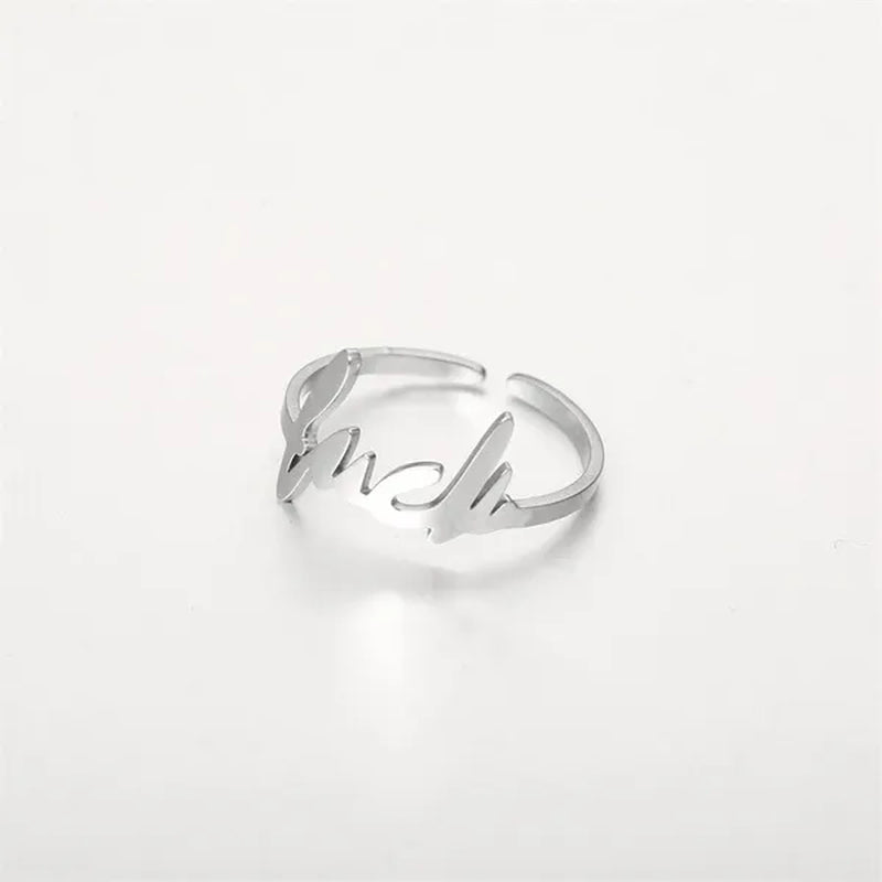 18k Gold Fashion FUCK English letter ring 316L stainless steel unisex hip hop jewelry For women