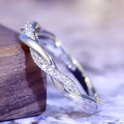 Diamond Ring Engagement Ring Diamond Anniversary Twined Vine Simple Infinity Eternity Ring Bridal Women Promise Ring Anniversary Gold Wedding Bands Size 4-10