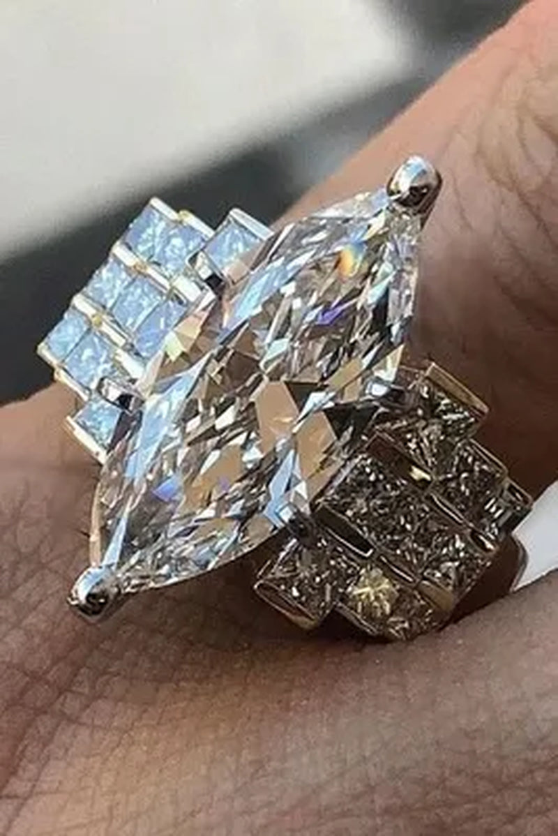 Large 925 Genuine Solid Sterling Silver White Sapphire Diamond Rings Jewelry Bridemaids Gifts Size 6 7 8 9 10 (S925 STAMP)