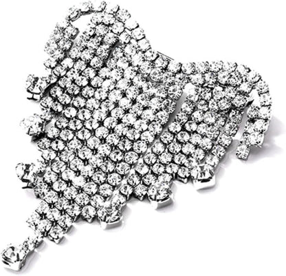 Rhinestone Brooch Flash Diamond Tassel Brooch Corsage Female anti Lost Brooch Accessories Silver