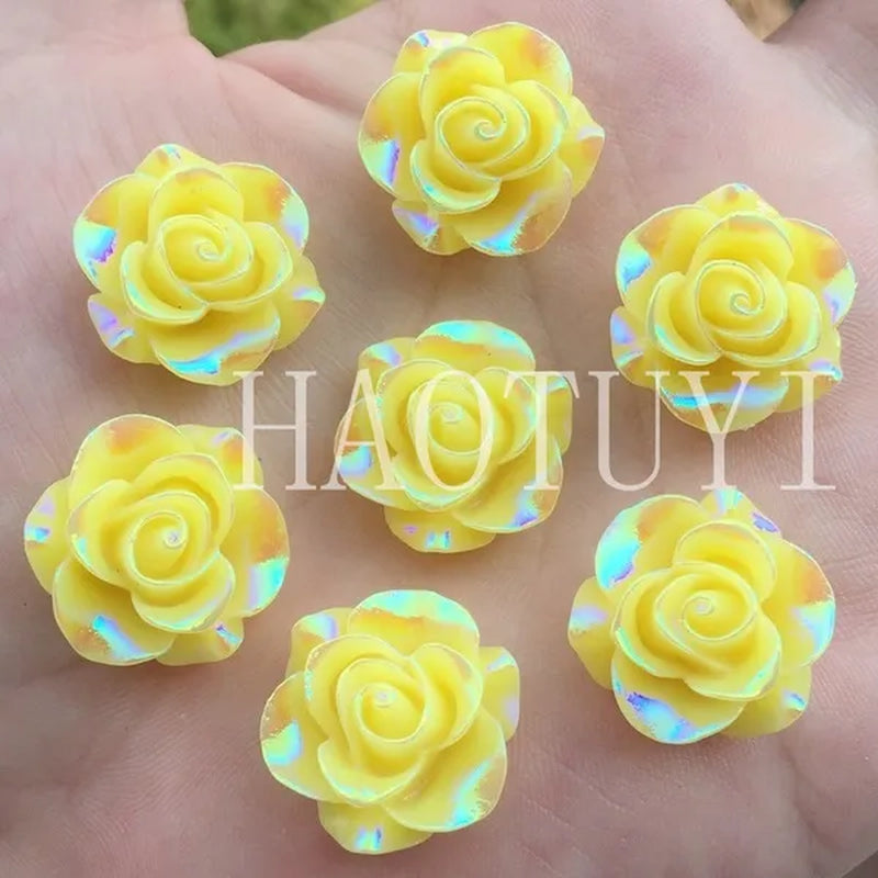 60pcs 10mm New fashion style Flower Rhinestone AB Resin Flatback handsewing gem stones crystal