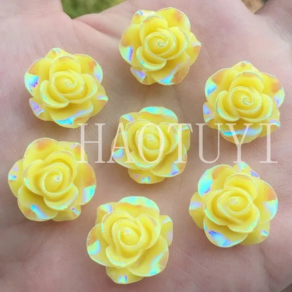 60pcs 10mm New fashion style Flower Rhinestone AB Resin Flatback handsewing gem stones crystal