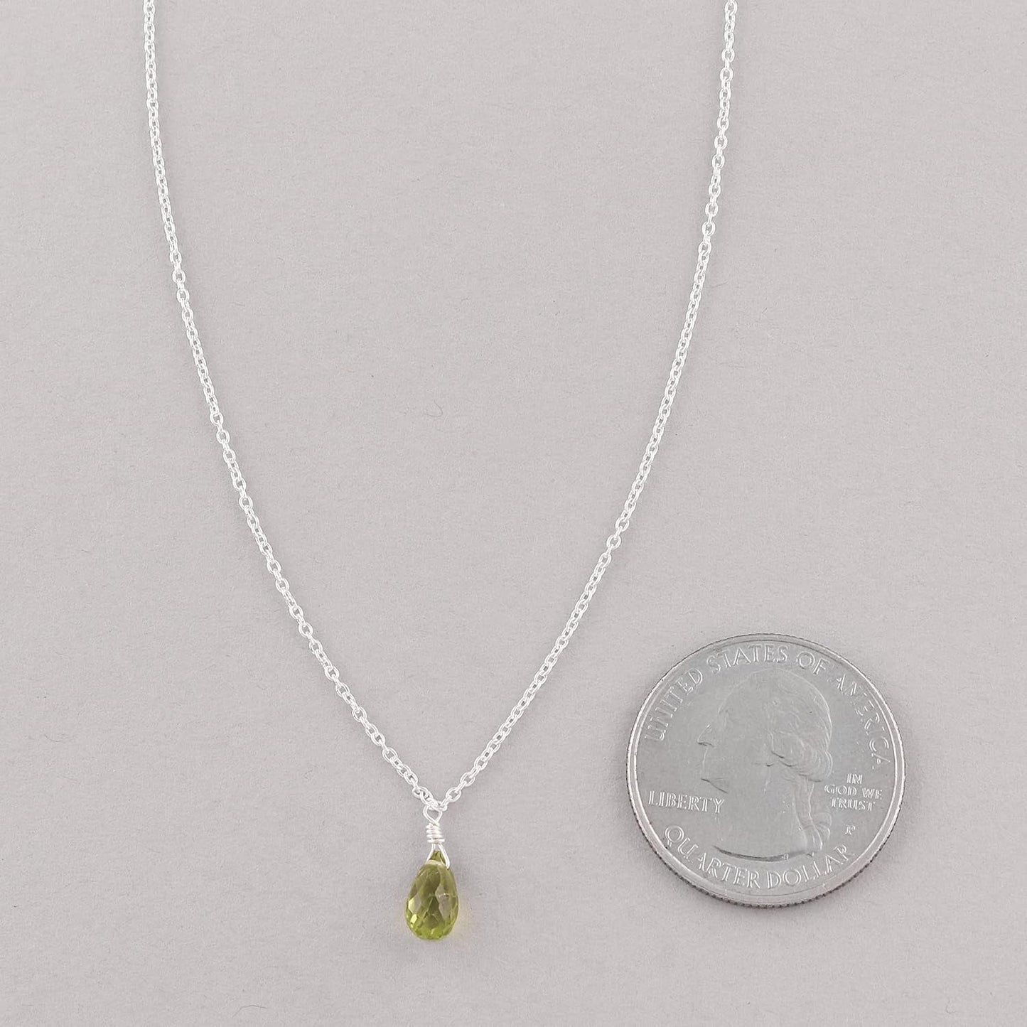 Peridot Teardrop Pendant Necklace 925 Sterling Silver Women Gemstone Dainty Jewelry for Teens Girls  August Birthstone Crystal Christmas Thanksgiving Gift