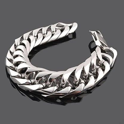 16/19/21Mm Heavy Stainless Steel Bracelet or Necklace Silver Cuban Curb Chain Bracelet Bangle 7"-11" Necklace 16"-24"