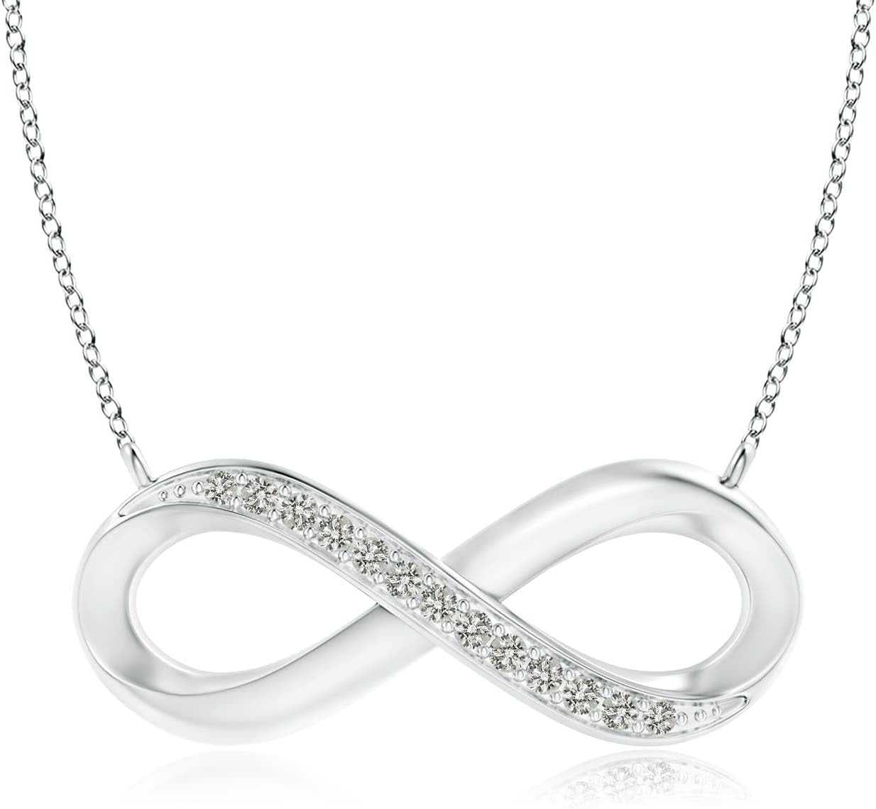 Natural Diamond Infinity Pendant Necklace in Sterling Silver / 14K Solid Gold | April Birthstone, Birthday, Engagement, Anniversary, Wedding Jewelry Gift for Women