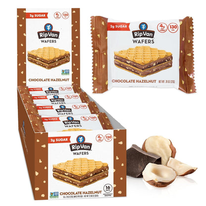Chocolate Hazelnut Wafer Cookies - Keto - Non-Gmo - Healthy Snacks - Low Carb & Low Sugar (2G) - Low Calorie - Vegan - 16 Count
