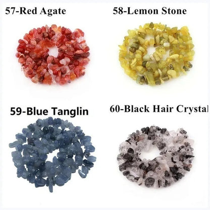 80Kinds 5-8MM natural stone irregular shape free-form chip beads tiger eye amethyst turquoise white crystal red coral Lapis lazuli used for jewelry making DIY bracelet 30"