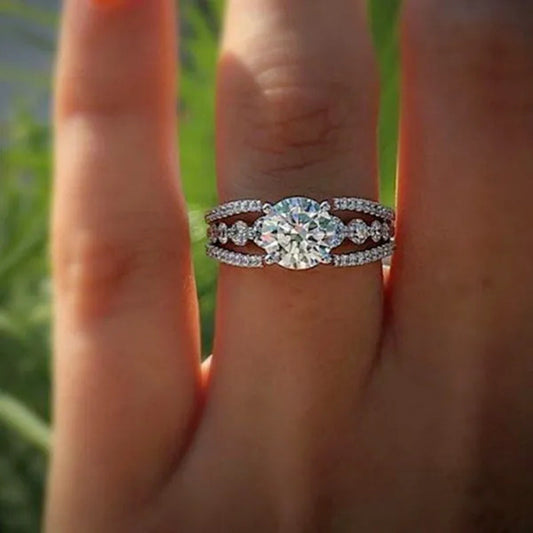 Exquisite Women'S Cut round Ring Fashion Bridal Party Engagement Wedding Ring Size 5-11