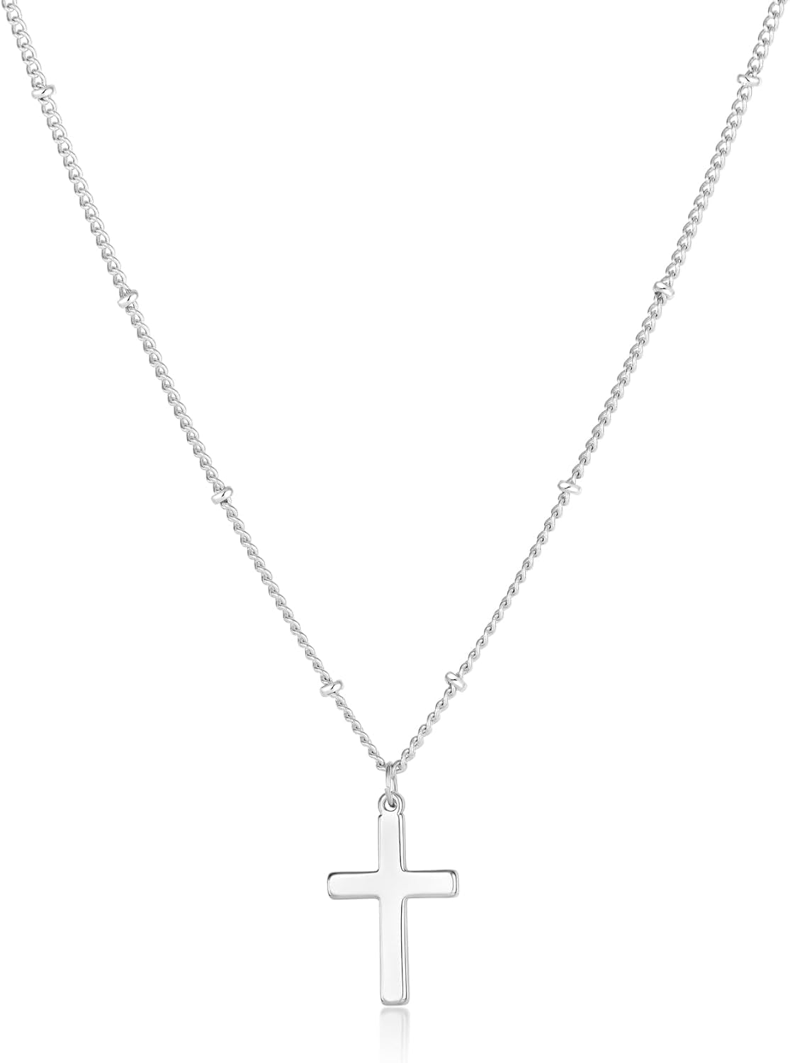 Cross Necklace for Women 18K White Gold Plated Stainless Steel Cross Choker Necklace Dainty Simple Chain Pendant Necklaces Easter Christian Baptism Religious Faith Jewelry Gift for Her