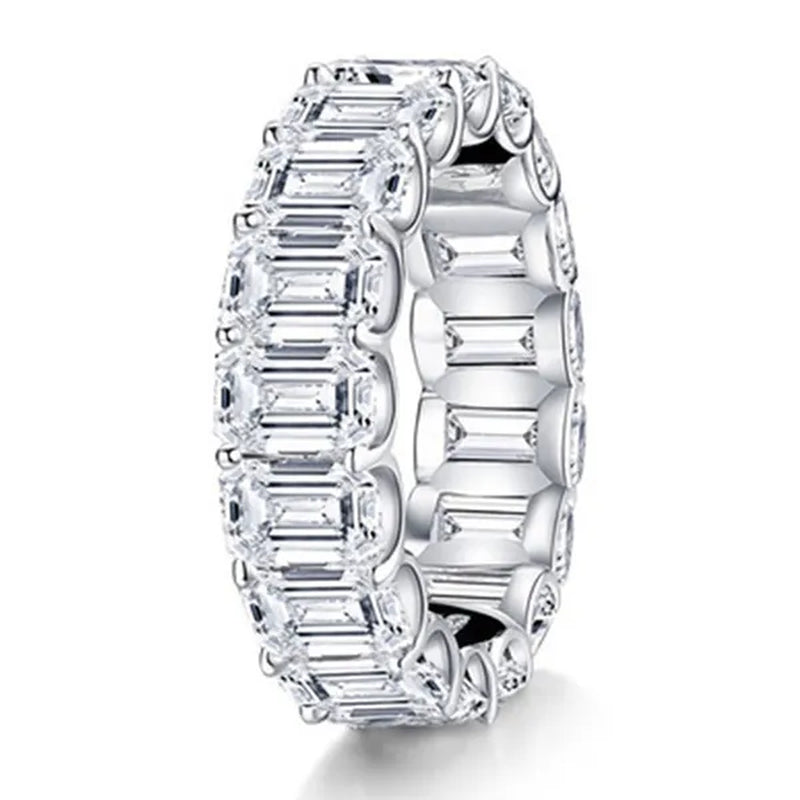 Personality Stackable Wedding Bands for Women Fashion 925 Sterling Silver Diamond Ring Shiny Natural Gemstone Luxury Jewelry Elegant Bride Engagement Party Accessories Promise Rings Size 5-11