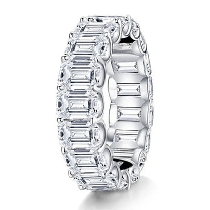 Personality Stackable Wedding Bands for Women Fashion 925 Sterling Silver Diamond Ring Shiny Natural Gemstone Luxury Jewelry Elegant Bride Engagement Party Accessories Promise Rings Size 5-11