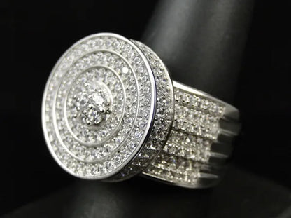 Mens White Sapphire 925 Silver Plated Eternity Pinky Ring Size 6-10
