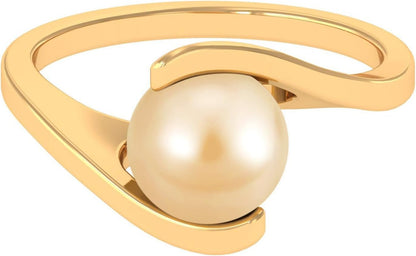 South Sea Pearl Ring for Women, Golden South Sea Pearl Solitaire Ring, South Sea Pearl Gold Bypass Ring, June Birthstone Ring