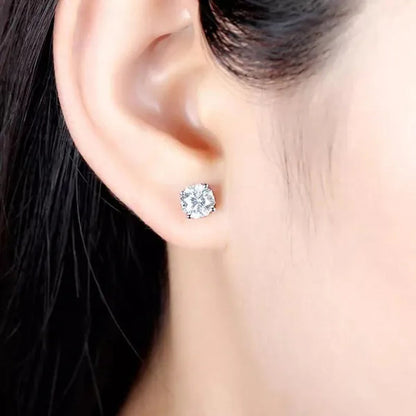 Exquisite 4 Prong Moissanite Solitaire Stud Earrings for Women Girl Daily Casual Ear Stud Accessories