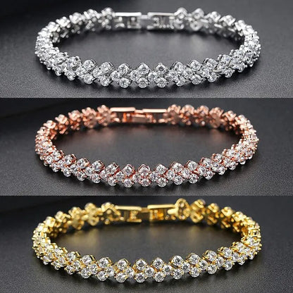 New Luxury Trendy Roman Bracelet Zircon Bangle for Women Bride Wedding Engagement Bracelet Party Anniversary Gift Jewelry